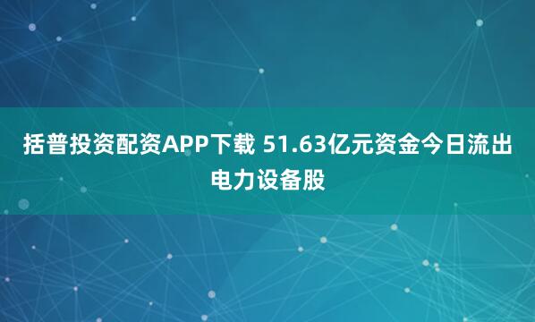 括普投资配资APP下载 51.63亿元资金今日流出电力设备股