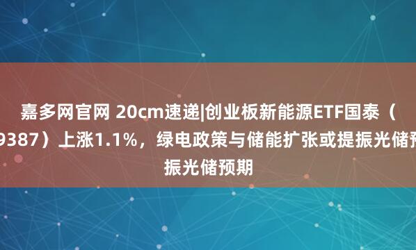 嘉多网官网 20cm速递|创业板新能源ETF国泰（159387）上涨1.1%，绿电政策与储能扩张或提振光储预期