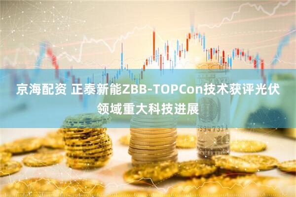 京海配资 正泰新能ZBB-TOPCon技术获评光伏领域重大科技进展